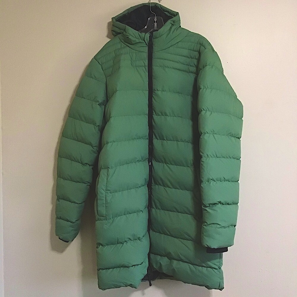 Threadbare Longline Men’s Pale Green Puffer Jacket with hood Size XL Tall